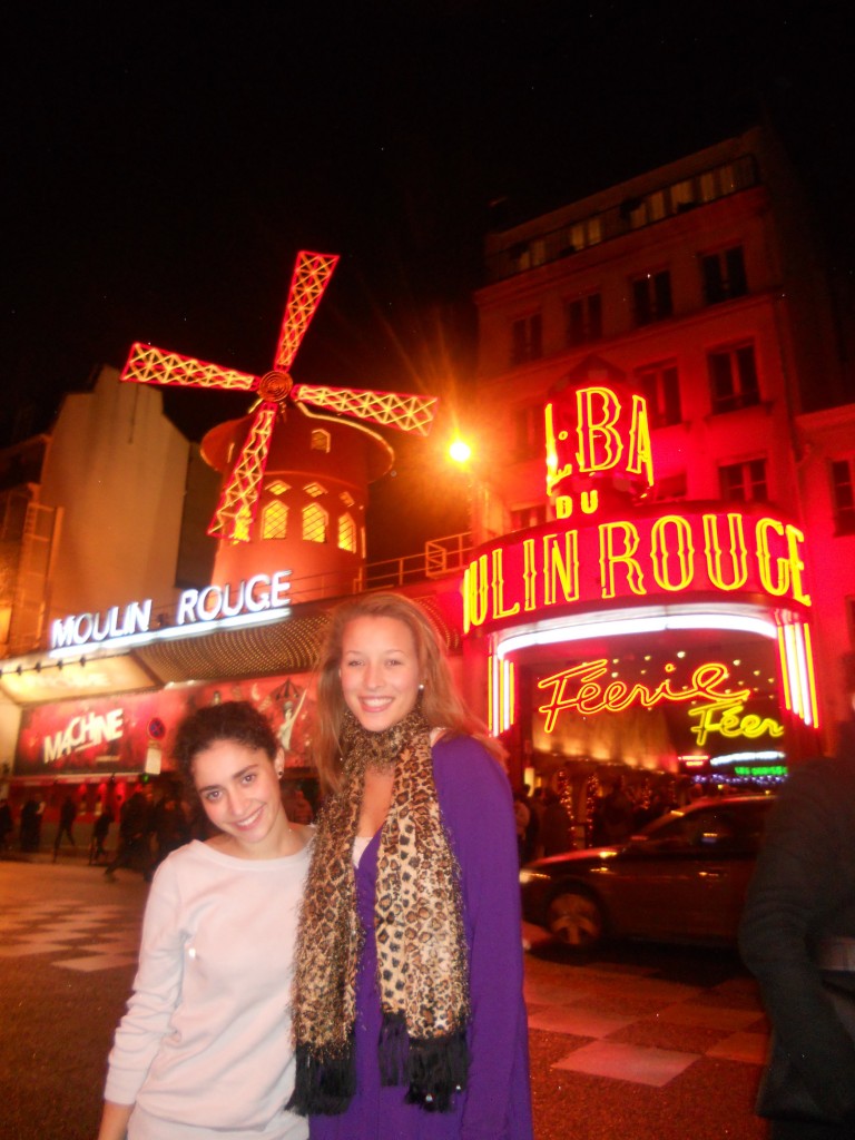 The Moulin Rouge at night in Paris