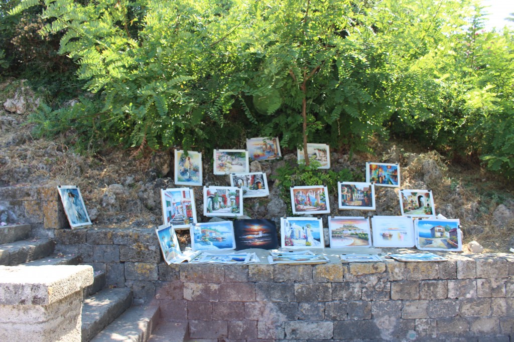 Art being sold at the Medieval City in Rhodes.