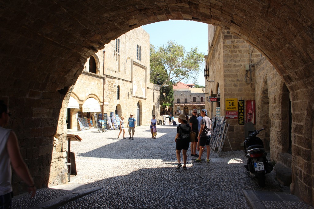 Walking towards the centre of the medieval city in Rhodes